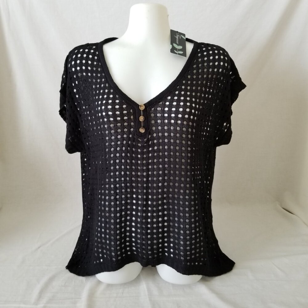 NWT! Open Knit See-through Top Cover-up with Scoop Neckline - Medium - Picture 1 of 7